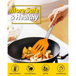 Set di 4 Utensili da Cucina in Silicone Senza BPA, Spatole Grandi Antiaderenti Resistenti al Calore, Cucchiai Forati, Set Essenziale per la Cucina - Product Image 3