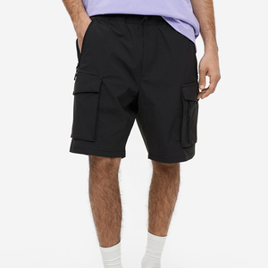 Pantalon court décontracté noir en mélange de coton durable, à cordon de serrage, séchage rapide, longueur genou, pour la course à pied, vente en gros - Product Image 1