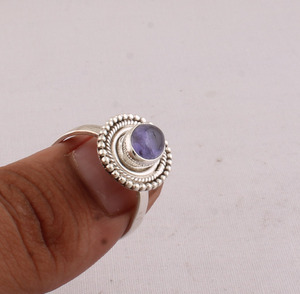 Anillo de Boda Clásico de Tanzanita Natural, Plata de Ley 925, Gema Azul Violeta, Joyería Fina para Mujer - Product Image 2