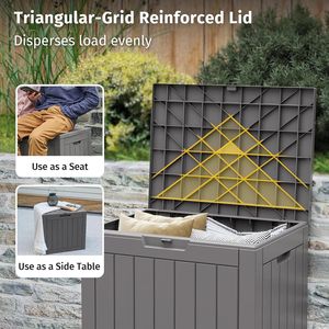 Boîte de rangement en résine imperméable de 31 gallons pour l'intérieur et l'extérieur, pour coussins de patio et outils de jardinage - Product Image 5