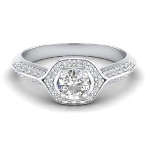 Bague de fiançailles classique REYES en argent sterling 925 et moissanite, or blanc 10K 14K 18K, pour femme - Prix de gros - Product Image 1