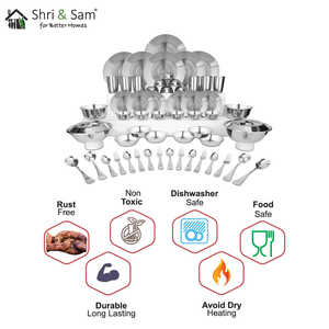 ชุดอาหารเย็นสแตนเลสสตีลเคลือบด้าน64ชิ้นสำหรับ6คนพร้อมลายเซ็นเลเซอร์ - Product Image 1