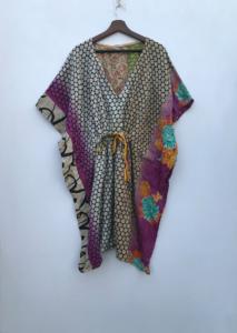 Vestido Kaftan Kantha de Algodón Indio Hecho a Mano, Estilo Boho, Holgado, para Playa, para Mujer - Product Image 2