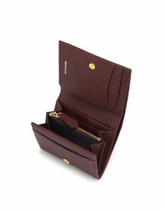 MYTINBEA Minimalist PU Leather <b>Card</b> <b>Holder</b> 4 Inch Button Closure Burgundy Color - Product Image 2