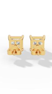 Boucles d'oreilles clous de luxe en or 10K avec diamant de laboratoire taille princesse solitaire à quatre griffes, bijoux raffinés pour mariée et anniversaire - Product Image 4