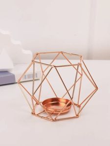 Geometric <b>Copper</b> Metal Tea Light Holder Fancy Shape Home Decoration Durable <b>Lantern</b> Candle Stand - Product Image 3