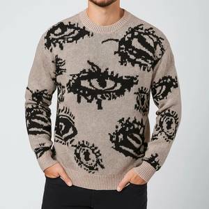 Suéter de punto con estampado de ojos, cuello redondo, manga larga, tejido de cable, para otoño e invierno, estilo urbano - Product Image 5