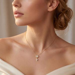 Pendentif en or rose 9 carats avec diamant de laboratoire 2,45 CTW, coupe demi-lune, bijoux fins, collier, charme pour femme, cadeau - Product Image 1
