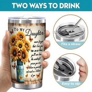 Stainless Steel Tumbler 20oz Vacuum Insulated With Sunflower Design For <b>Daughter</b> Gift - Product Image 5
