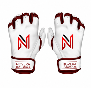 NOVERA INDUSTRIES 2026 Baseball Batting <b>Gloves</b> Custom Logo Short Cuff Leather New Design Premium Right/Left Hook Loop <b>Gloves</b> - Product Image 3