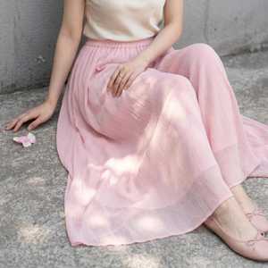 Pantalones anchos de gasa blanca para mujer, cintura alta, longitud completa, corte holgado, estilo bohemio, pantalones de verano con cintura elástica, color sólido - Product Image 5