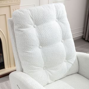 Sedia a dondolo LY 5104 con schienale alto e gambe in legno di gomma, 68 cm P x 97,5 cm L x 99,5 cm H, bianca, per camera da letto e soggiorno - Product Image 6
