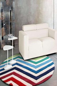 Tapis ovale lavable de couleur unie, motif de lignes en zigzag aux couleurs arc-en-ciel, forme arrondie, antidérapant, idéal pour le pique-nique - Product Image 2