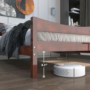 Letto a piattaforma matrimoniale in rovere rustico con testiera e pediera intagliate a mano - Product Image 6