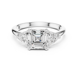 Anillo de compromiso al mejor precio con diamante solitario de corte Asscher y Trillion cultivado en laboratorio en oro blanco de 14K, joyería al por mayor - Product Image 3