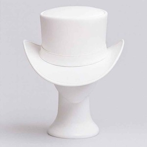 High Quality Custom Handmade White Full-Grain Leather <b>Steampunk</b> Top <b>Hat</b> Curved Brim Gothic Victorian <b>Hat</b> - Product Image 4