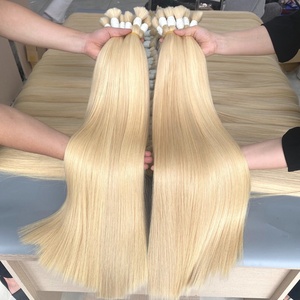 Venta al por mayor extensiones de cabello humano liso a granel logotipo personalizado y etiqueta cabello vietnamita en color platino - Product Image 2