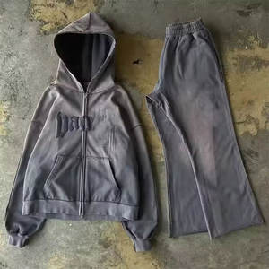 Chándal con cremallera y lavado ácido para uso exterior, tallas grandes, con logo personalizado, para hombre, último estilo, material duradero. - Product Image 4