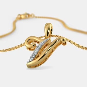 Pendentif classique en or et diamants pour femme, bijoux raffinés pour un cadeau d'anniversaire de mariage, au design intemporel et à l'apparence élégante en V - Product Image 1