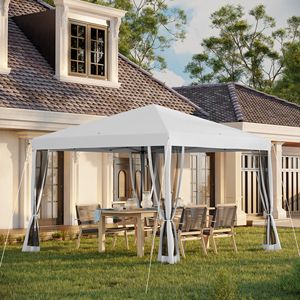 Tenda Pop-up 3x3 Metri Bianco Crema con Pareti Laterali e Rete, Montaggio Istantaneo per Eventi all'Aperto e Patio - Product Image 2