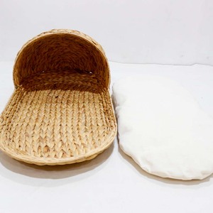 Large Natural Water Hyacinth Woven Portable Pet House <b>Cat</b> & Dog Cave <b>Bed</b> Removable Washable Cotton Filled Indoor - Product Image 3