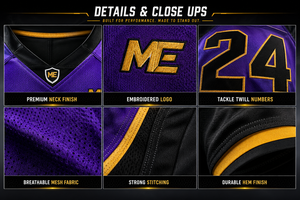 Camiseta Deportiva Personalizada de Fútbol Americano Morada, de Secado Rápido, Transpirable, Ligera y Duradera, Uniforme de Equipo - Product Image 3