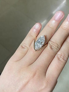 5ct Marquise Cut Lab Grown Diamond Engagement Ring 14K Gold V Shape <b>Wrap</b> Diamond Ring with IGI Certified Diamond Ring for Women - Product Image 2