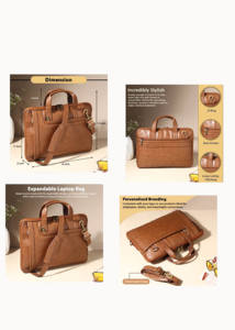 Maletín de Cuero Premium para Portátil, Elegante y Multifuncional, para Oficina y Viajes, para Hombre y Mujer, con Logotipo Personalizado en Relieve - Product Image 5