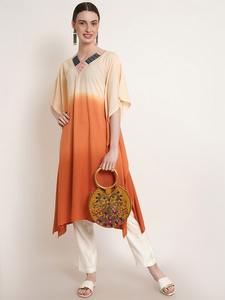 High Quality Designer Rayon <b>Kaftan</b> Tie Dyed <b>Summer</b> Daily Wear Regular Fit Washable Three Quarter Sleeve Best Price - Product Image 5