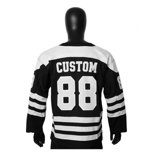 Jersey de Hockey sobre Hielo Personalizado para Hombre, Sublimado, Cosido, Rayas Blancas y Negras, Estilo Vintage, Uniforme Deportivo para Adultos - Product Image 1