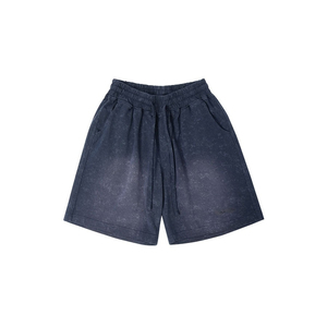 Shorts de jogging pour hommes en coton délavé à l'acide, en molleton bouclette à ourlet brut, style streetwear vintage, respirant et antibactérien, très demandés - Product Image 1