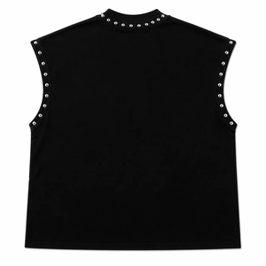 Débardeur graphique noir personnalisé 100% coton écologique anti-UV doux respirant séchage rapide 180g T-shirt sans manches imprimé unisexe - Product Image 2