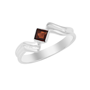 S925 Sterling Silver Square Shape Garnet Gemstone Fine Ring Bezel Setting Minimalist Geometric Design Everyday Wear Fine Jewelry - Product Image 1