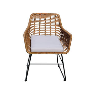 Silla de Comedor Minimalista Comehome de Hierro y Ratán Sintético para Jardín, Exterior, Resistente a la Intemperie, Duradera y Ecológica - Product Image 1