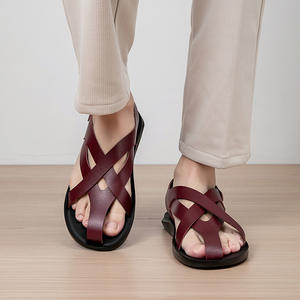 Sandalias Gladiador Tejidas Vintage para Hombre, Primavera 2026, Tacón Bajo, Punta Cuadrada, Zapatos de Playa para Exteriores - Product Image 2