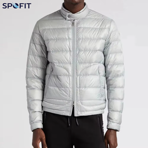 <b>Lightweight</b> Puffer Jacket Stand Collar Zipper Closure Windproof Solid Color Winter <b>Coat</b> Casual Style Thin Fit - Product Image 1