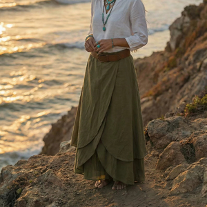 กระโปรงยาวสไตล์โบฮีเมียนสำหรับผู้หญิง ผ้าฝ้าย ราคาโรงงาน สวมใส่สบาย เหมาะสำหรับฤดูร้อน ชายหาด งานเทศกาล ของขวัญสำหรับเธอ - Product Image 1