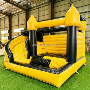 <span class=keywords><strong>Alquiler</strong></span> de Castillos Inflables Comerciales para Fiestas, Casa de Juegos Inflable Negra y Amarilla con Tobogán - Product Image 3