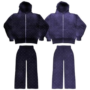 Conjunto de chándal con capucha y estampado de lunares para mujer, sudadera de manga larga con cremallera, pantalones largos, conjunto informal de otoño - Product Image 5