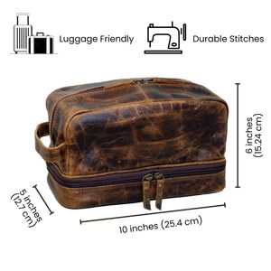 Handmade Leather Toiletry Bag <b>Men</b> Travel Dopp Kit Waterproof Cosmetic Organizer <b>Pouch</b> Bag LTB-0132 - Product Image 4