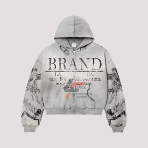 Sudadera con Capucha Personalizada 100% Algodón, Estilo Vintage, Lavado Ácido, Desgastada, con Pedrería, para Hombre, Talla Grande - Product Image 3