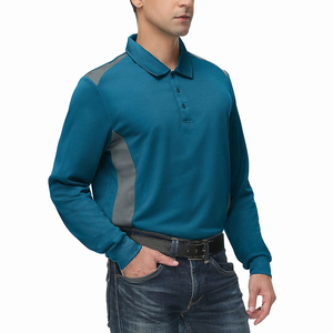 Chemises pour hommes brodées avec logo personnalisé, en polyester/coton uni, manches longues, boutonnées, chemise de golf décontractée, anti-rides, service OEM - Product Image 4