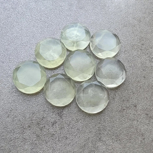 Pierre précieuse de préhnite facettée de forme ronde calibrée |   Pierre cabochon naturelle verte en vrac pour la fabrication de bijoux, tailles personnalisées disponibles - Product Image 5