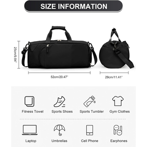 Bolsa Deportiva Ovalada Negra con Cierre de Cremallera, Asas Dobles, Bolsillo Delantero, Capacidad de 20-36L, Mochila Unisex para Entrenamiento - Product Image 2