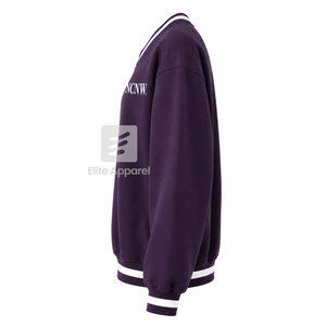 Sweat-shirt universitaire respirant personnalisé NCNW avec logo brodé sur le devant, violet et blanc, manches longues, pour femme - Product Image 4