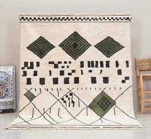 Tapis marocain noué à la main 100% laine Beni |   Tapis berbère géométrique authentique Beni Ourain en gros - Product Image 6
