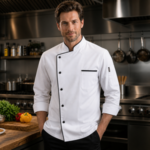 Veste de chef professionnelle personnalisée, imperméable, respirante, avec panneaux en maille, uniforme de cuisinier exécutif - Product Image 1