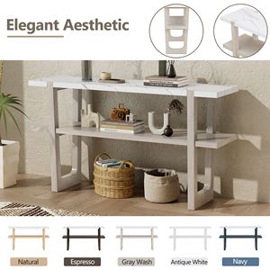 Elegant Retro <b>Console</b> <b>Table</b> with Versatile Storage Solutions <b>Marble</b> Effect <b>Top</b> for Entryway and Living Room - Product Image 5