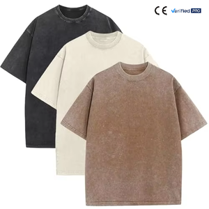 T-shirt classique à col rond de haute qualité, effet délavé, vintage, 100% coton, logo personnalisé, coupe ample, vêtements décontractés pour hommes et femmes - Product Image 1