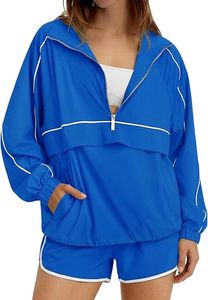 Ensemble sportif vintage 2 pièces pour femme, haut à manches courtes avec fermeture éclair et short, en tissu Oxford respirant et imperméable, vêtements de sport printemps - Product Image 2